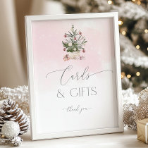 Blush pink christmas tree Cards and gifts Poster