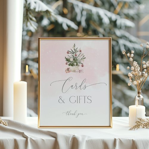 Blush pink christmas tree Cards and gifts Poster