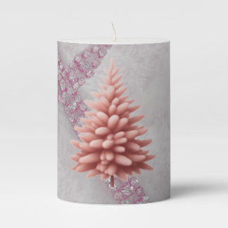 Blush Pink Christmas Tree Glam Pillar Candle