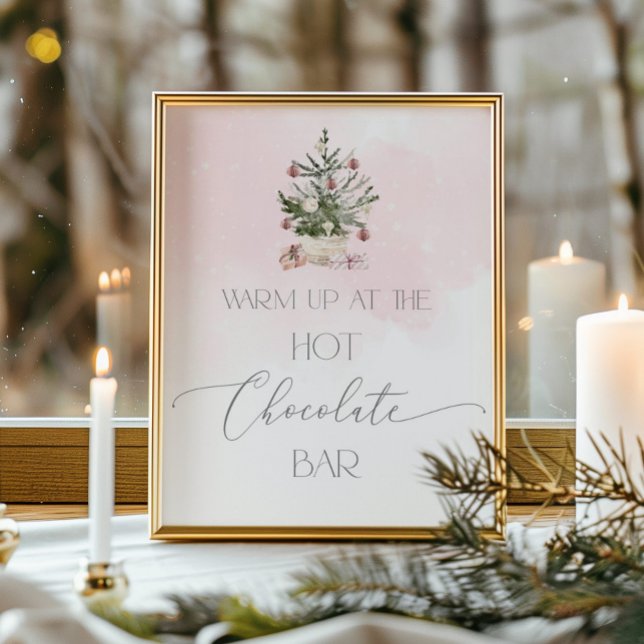 Blush pink Christmas tree hot chocolate bar Poster (Creator Uploaded)
