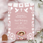 Blush Pink Cielito Lindo Bautizo y Primer Anito Invitation<br><div class="desc">Blush Pink Cielito Lindo Bautizo y Primer Anito Invitation,  Charra Girl 1st Birthday Invite,  Spanish Kids Birthday and Baptism</div>