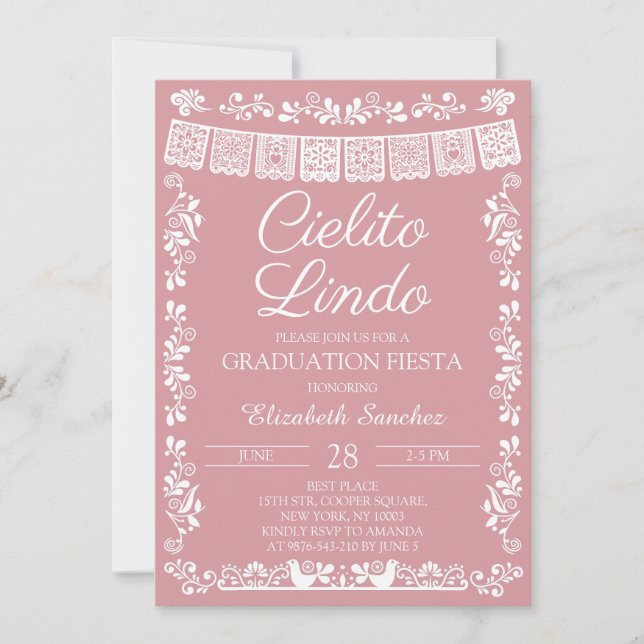 Blush Pink Cielito Lindo Graduation Fiesta Invitation (Front)