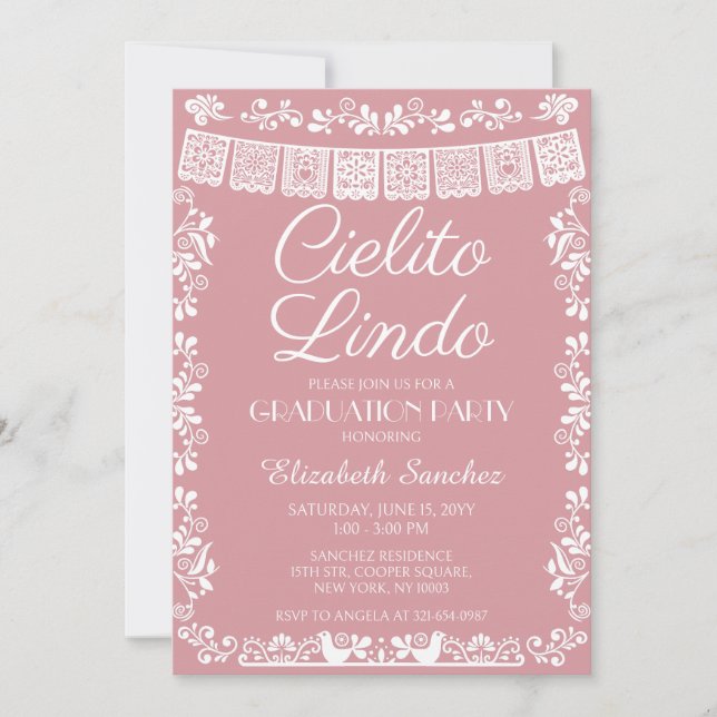 Blush pink Cielito Lindo Graduation Party Invitation (Front)