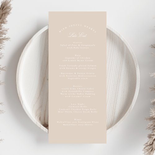 Blush Pink Classic Calligraphy Formal Wedding Menu