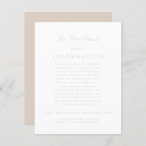 Blush Pink Classic Elegant Formal Wedding Enclosure Card