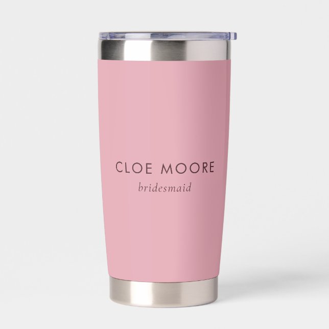  Blush Pink Classy Bridesmaid Insulated Tumbler (Left)