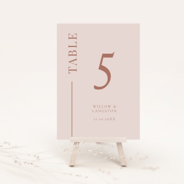 Blush Pink Clean Line Wedding Table Number (Creator Uploaded)