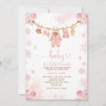 Blush Pink Clothesline Cold Outside Baby Shower Invitation