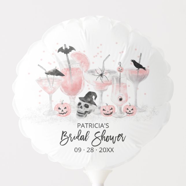 Blush Pink Cocktails Halloween Bridal Shower Balloon (Front)