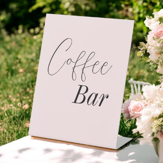 Blush Pink Coffee Bar Wedding Shower Pedestal Sign