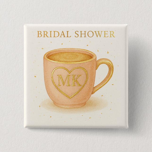 Blush pink coffee cup button (Front)