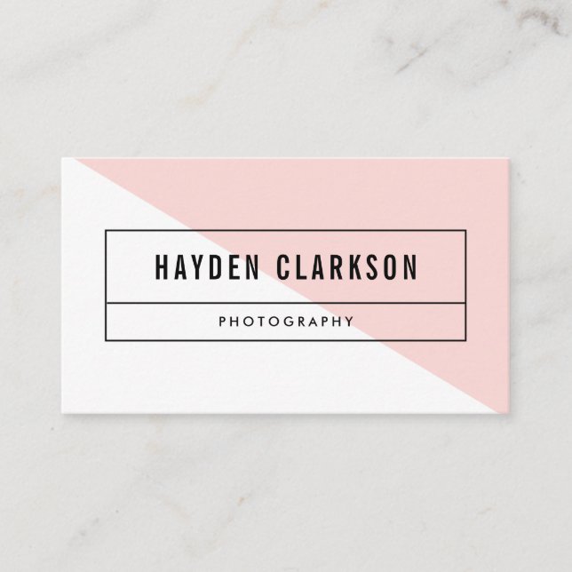 Blush Pink Color Block Modern Business Card (Front)