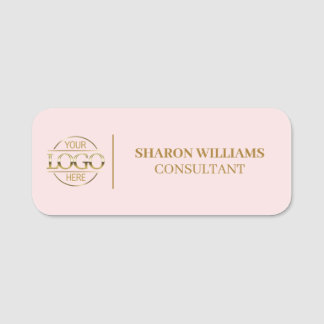 Blush Pink Company Business Logo Employee Magnetic Name Tag