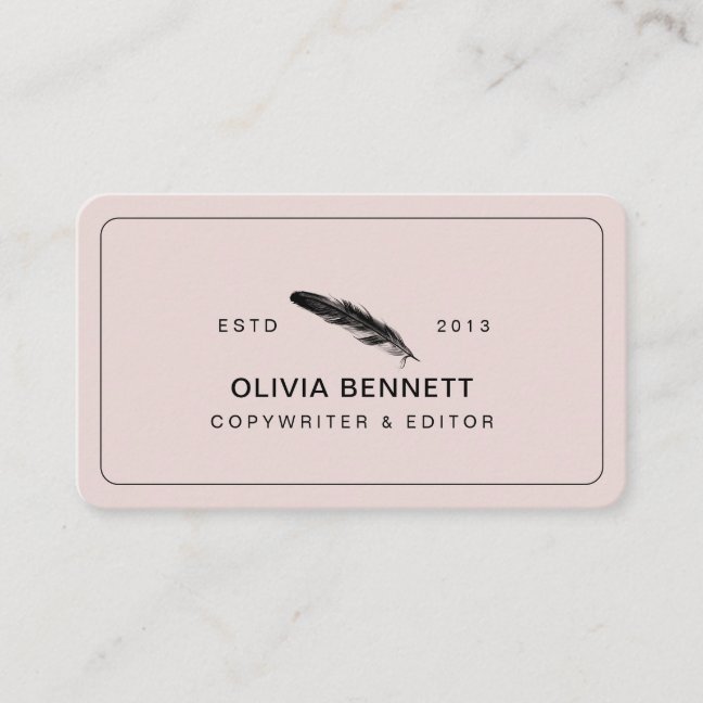 Blush Pink Copywriter Editor Proofreader Writer Business Card