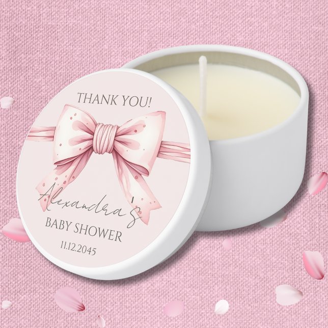 Blush Pink Coquette Bow Baby Shower  Mini Candle Favors (Creator Uploaded)
