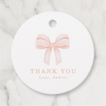 Blush Pink Coquette Bow Birthday Party Thank You