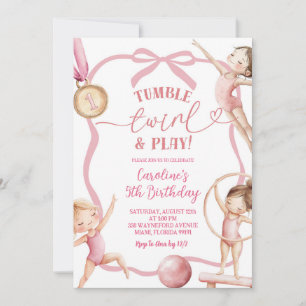 Blush Pink Coquette Gymnastic Medalist Birthday Invitation