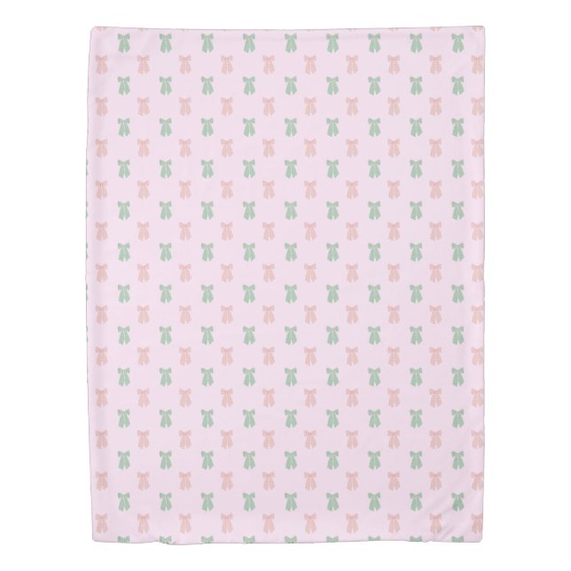 Blush Pink Coquette Hair Bow Pattern Duvet Cover (Front)