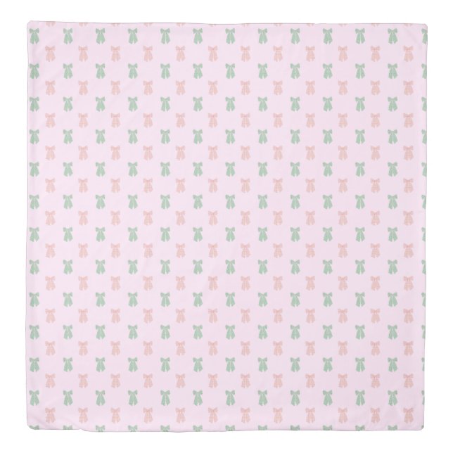 Blush Pink Coquette Hair Bow Pattern Duvet Cover (Front)