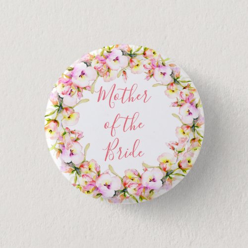 Blush Pink Coral Floral Mother of the Bride Button