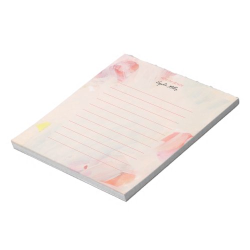 Blush Pink  Coral Floral Personalized Notepad