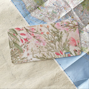 Blush pink coral forest green watercolor floral license plate