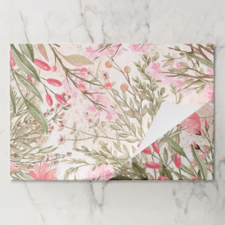 Blush pink coral forest green watercolor floral paper pad