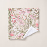 Blush Pink Coral Forest Green Watercolor Floral Wash Cloth at Zazzle