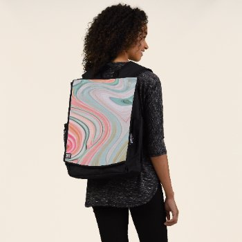 Blush Pink Coral Mint Green Marble Swirls Rainbow Backpack by CHICELEGANT at Zazzle