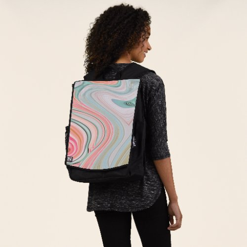 blush pink coral mint green marble swirls rainbow backpack