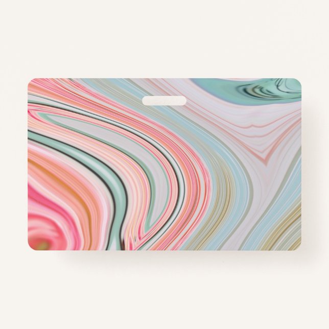 blush pink coral mint green marble swirls rainbow badge (Front)