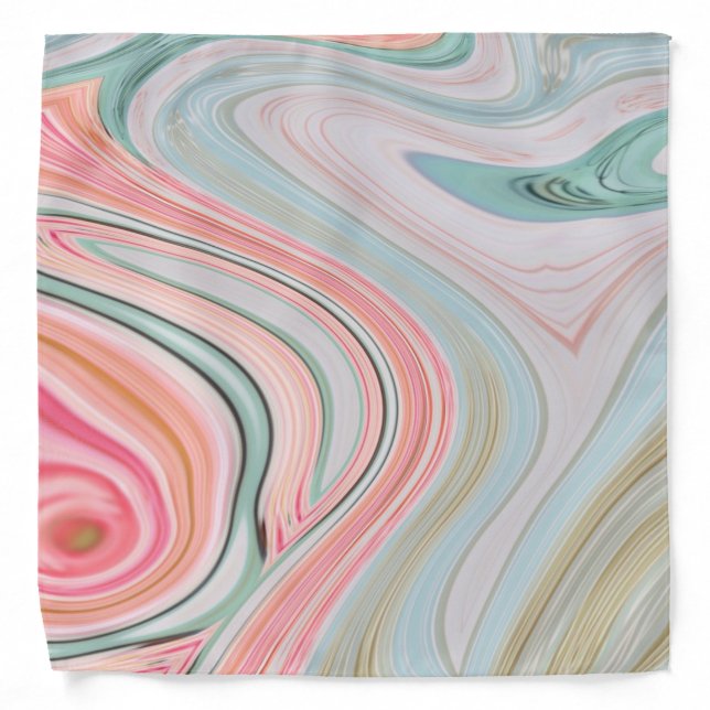 blush pink coral mint green marble swirls rainbow bandana (Front)