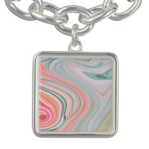 blush pink coral mint green marble swirls rainbow bracelet