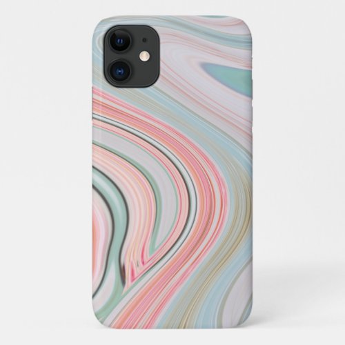 blush pink coral mint green marble swirls rainbow iPhone 11 case