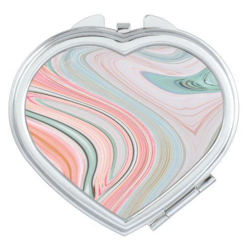 blush pink coral mint green marble swirls rainbow compact mirror