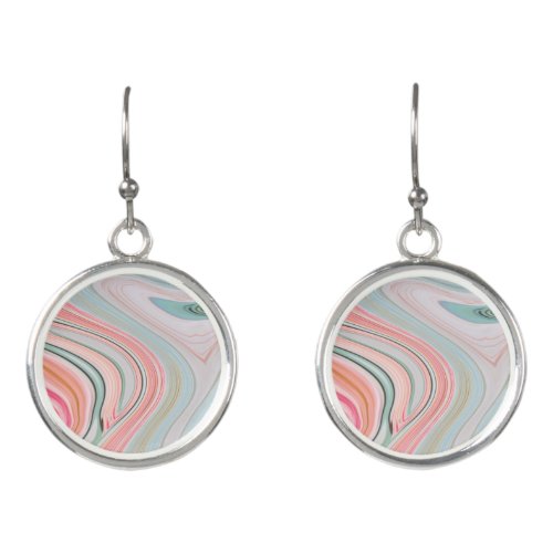 blush pink coral mint green marble swirls rainbow earrings