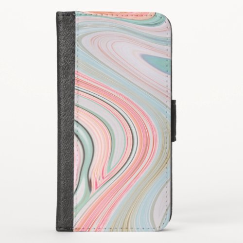 blush pink coral mint green marble swirls rainbow iPhone x wallet case