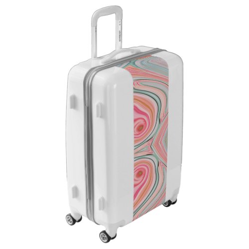 blush pink coral mint green marble swirls rainbow luggage