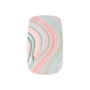 blush pink coral mint green marble swirls rainbow minx nail art