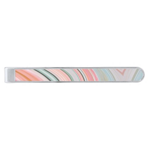 blush pink coral mint green marble swirls rainbow silver finish tie bar