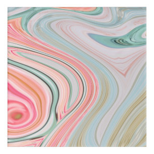 blush pink coral mint green rainbow marble swirls acrylic print