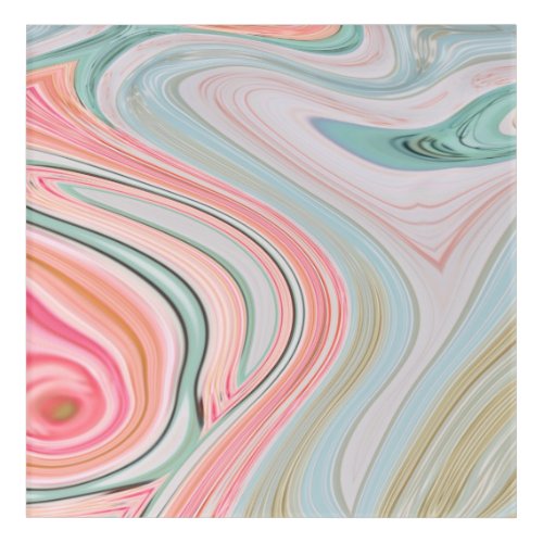 blush pink coral mint green rainbow marble swirls acrylic print