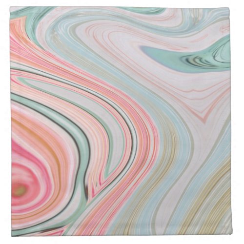blush pink coral mint green rainbow marble swirls cloth napkin