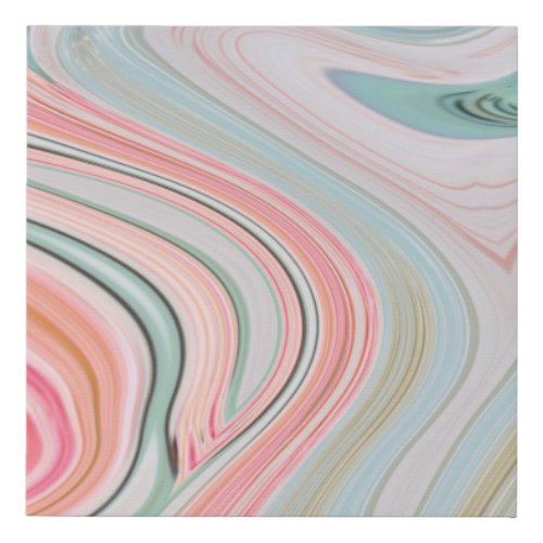blush pink coral mint green rainbow marble swirls faux canvas print