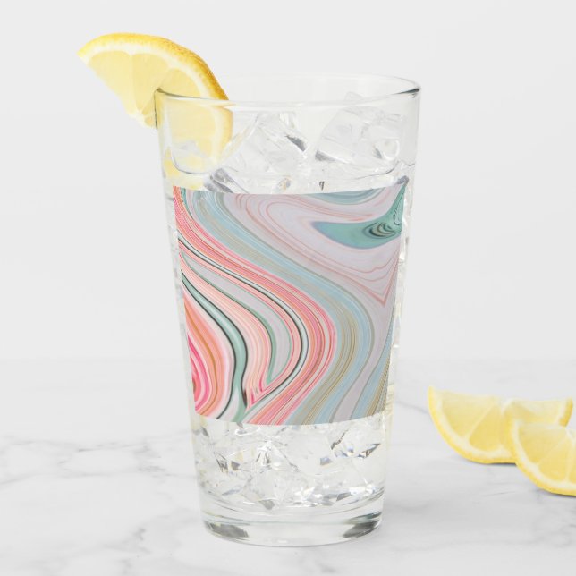 blush pink coral mint green rainbow marble swirls glass (Front Ice)