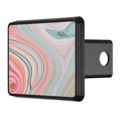 blush pink coral mint green rainbow marble swirls hitch cover