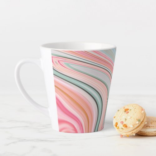 blush pink coral mint green rainbow marble swirls latte mug