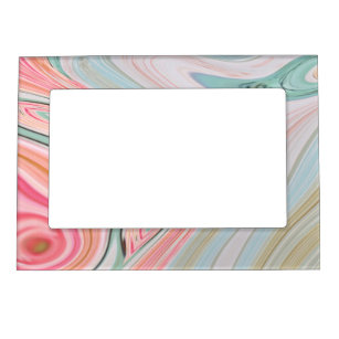 blush pink coral mint green rainbow marble swirls magnetic frame