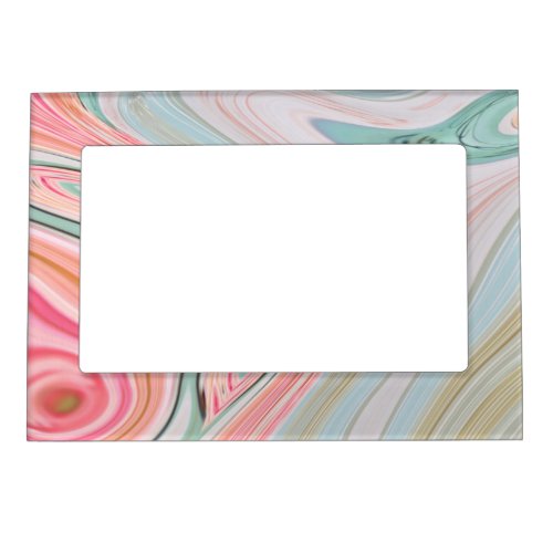 blush pink coral mint green rainbow marble swirls magnetic frame