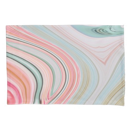 blush pink coral mint green rainbow marble swirls pillow case